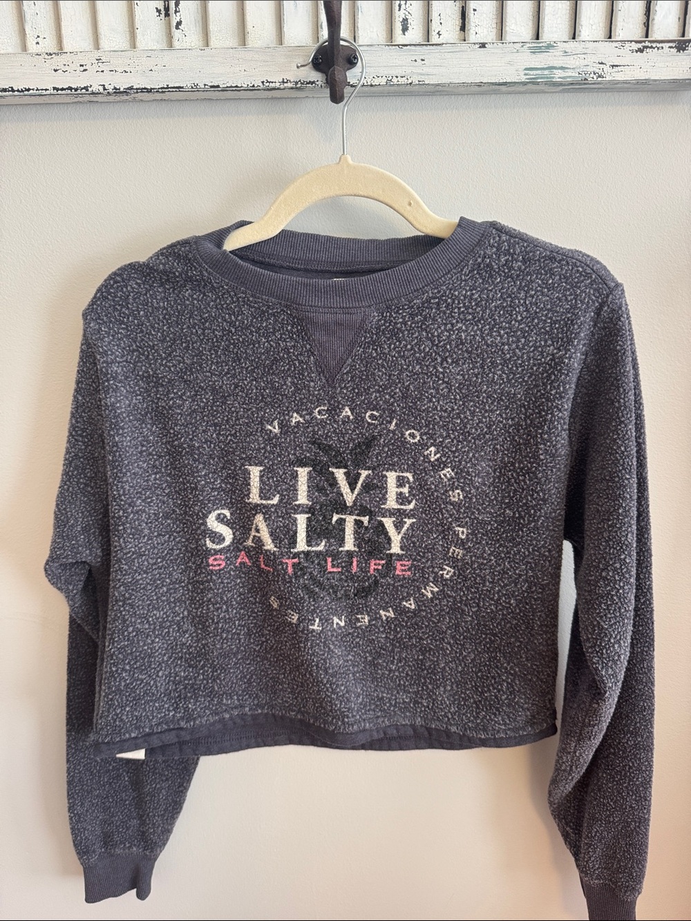 Salt Life Cropped 'Live Salty' Pullover Sweatshirt